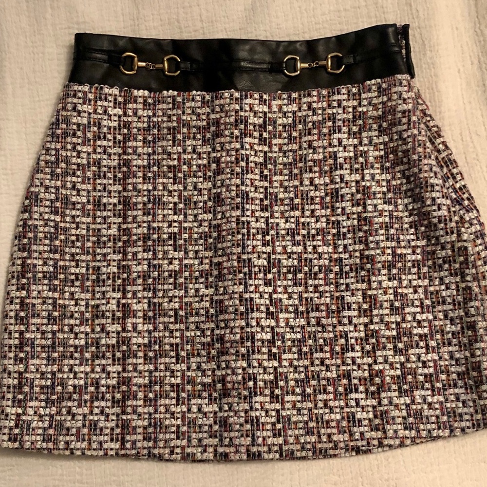 Plaid mini skirt with pleather waist band